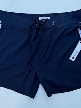 Okanui Australia Womens 2XL Navy White Hibiscus Stretch Boardshorts Swim Shorts
